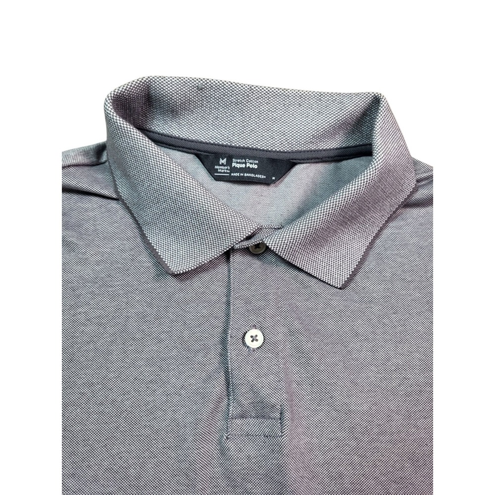 Members Mark Mens Pique Polo Shirt Stretch Cotton Gray Casual Top‎
